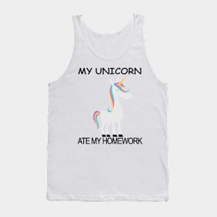 unicorn homework birthday girl women Tank Top